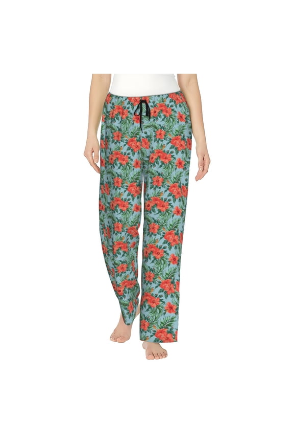 Exotic Summer Bouquet Women's Comfy Pajama Pants with Pockets,Soft Stretch Drawstring Lounge Pants, Soft Casual Wide Leg PJS Sleep Bottoms X-Large