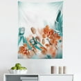 thumbnail image 1 of Exotic Tapestry, Exotic Orchids Blossom Leaves on Blurred Background Floral Themed Modern Art, Fabric Wall Hanging Decor for Bedroom Living Room Dorm, 5 Sizes, Orange and Teal, by Ambesonne, 1 of 1