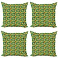 thumbnail image 1 of Ambesonne Exotic Throw Pillow Cover 4 Pack, Abstract Tropical Jungle, 20", Sea Green Earth Yellow, 1 of 2