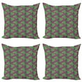 thumbnail image 1 of Exotic Throw Pillow Cushion Case Pack of 4, Repetitive Exotic Setting Chameleons with Palm Leaves on Stripes, Modern Accent Double-Sided Print, 4 Sizes, Pink Green, by Ambesonne, 1 of 2