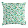 thumbnail image 1 of Exotic Throw Pillow Cushion Cover, Children Tropical Animals Pattern Baby Hippo Frogs and Hummingbird Hibiscus Flower, Decorative Square Accent Pillow Case, 24 X 24 Inches, Multicolor, by Ambesonne, 1 of 2