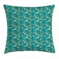 thumbnail image 1 of Exotic Throw Pillow Cushion Cover, Continuous Jungle Foliage Pattern with Tropical Leaves, Decorative Square Accent Pillow Case, 16" X 16", Teal Dark Teal Shamrock Green Sea Blue, by Ambesonne, 1 of 2