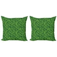 thumbnail image 1 of Ambesonne Exotic Throw Pillow Cover 2 Pack, Clutter of Banana Leaves, 16", Fern Green Hunter Green, 1 of 5