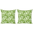 thumbnail image 1 of Ambesonne Exotic Throw Pillow Cover 2 Pack, Tropical Forest Leaves Art, 20", White and Fern Green, 1 of 2