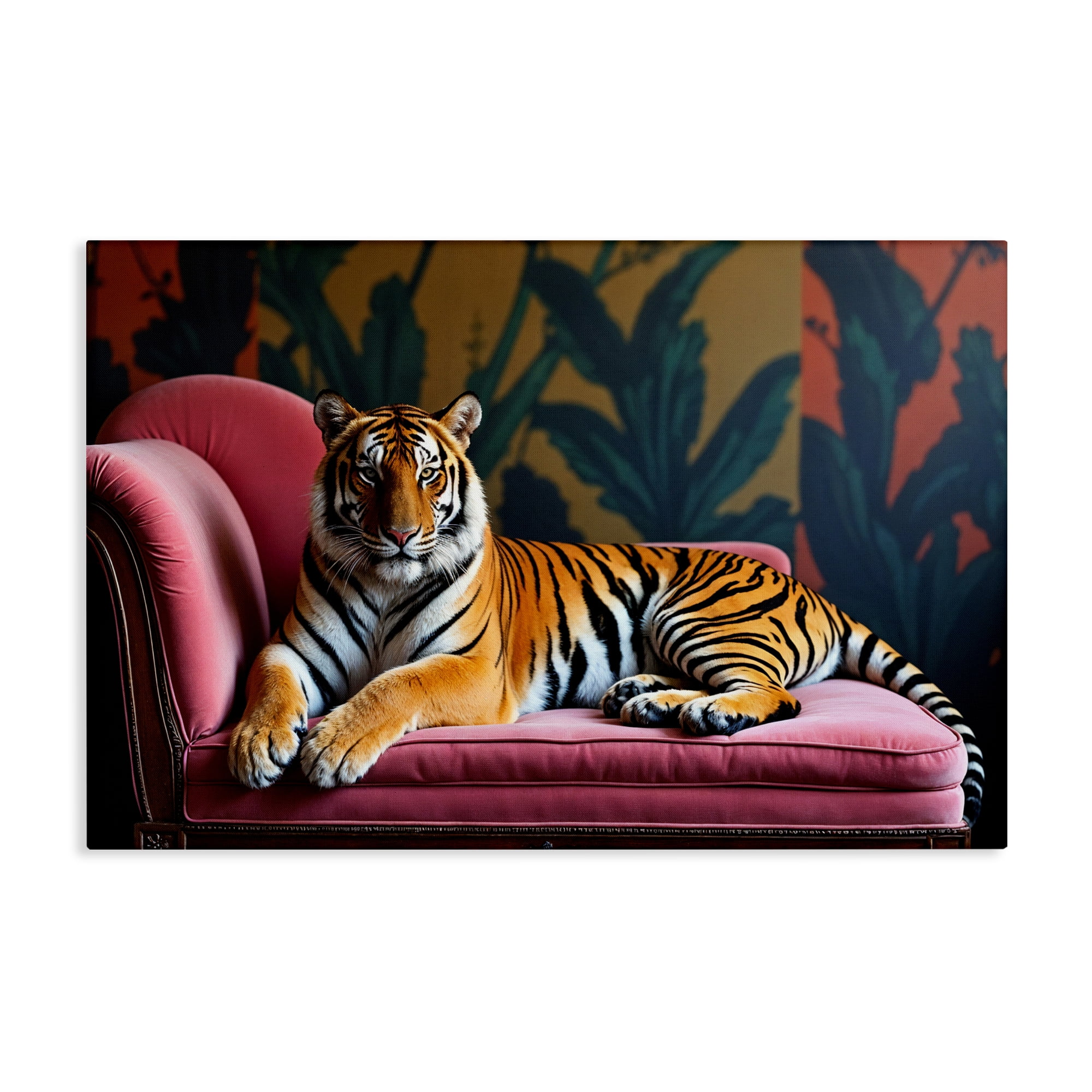 Exotic Tiger Lounging Canvas Wall Art, design by Lettered and Lined