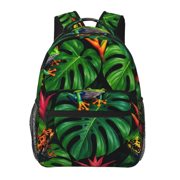Exotic Tree Frog Art Backpack Casual College Bag Zipper Laptop Daypack Hiking Rucksack Travel