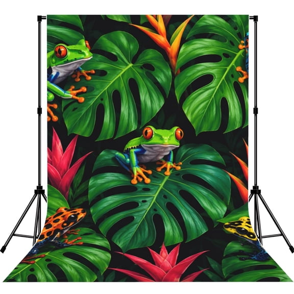 Exotic Tree Frog Art Photography Backdrop 5x7Ft Background for Photo Studio Video Recording Birthday Party Wedding Home Decor
