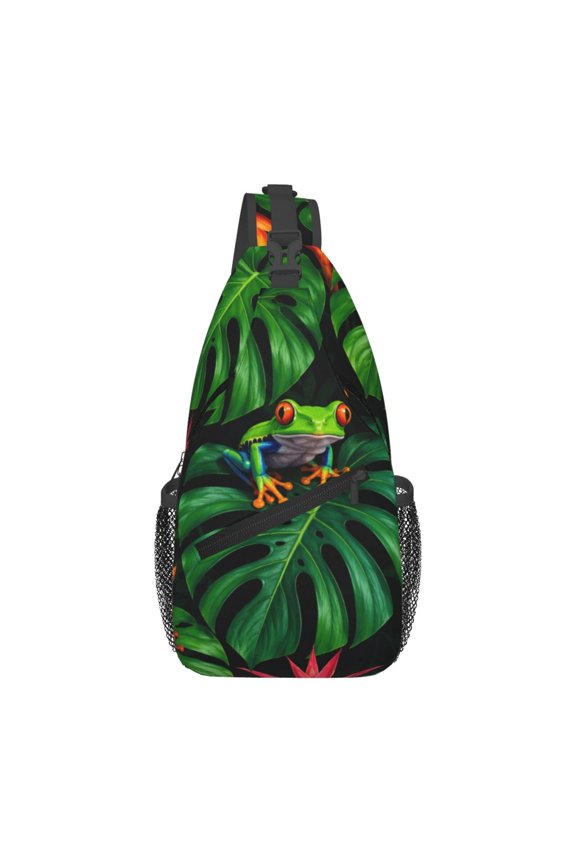 Exotic Tree Frog Art Sling Backpack Shoulder Chest Crossbody Bag Causal Travel Hiking Daypack