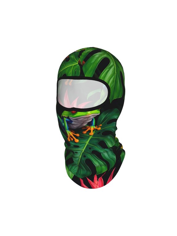 Exotic Tree Frog Art Unisex Balaclava Ski Mask Full Face Cover for Cold Weather & UV Protection, Breathable Cooling Helmet Liner