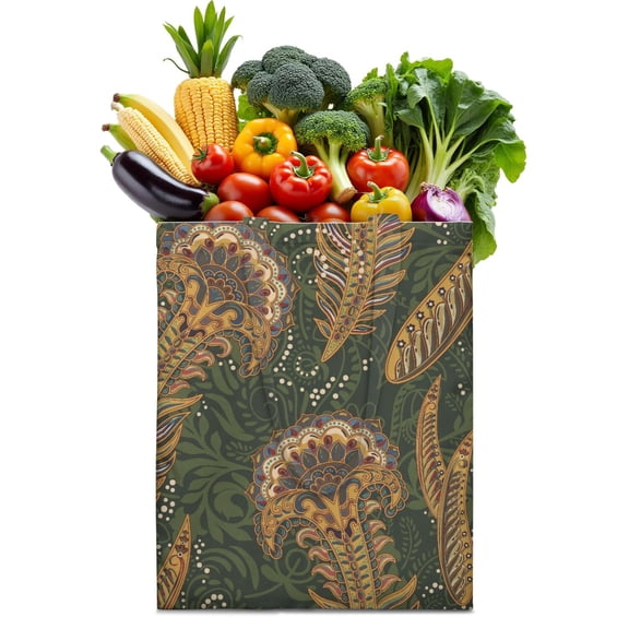 Exotic Tribal Paisley Foldable Shopping Bag - Durable Reusable Tote with Colorful Floral Design