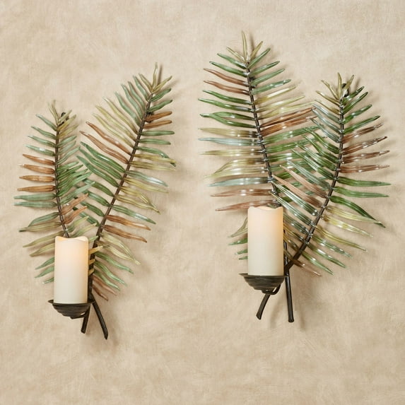 Exotic Tropical Palermo Fern Leaf Wall Sconces Green Set of 2