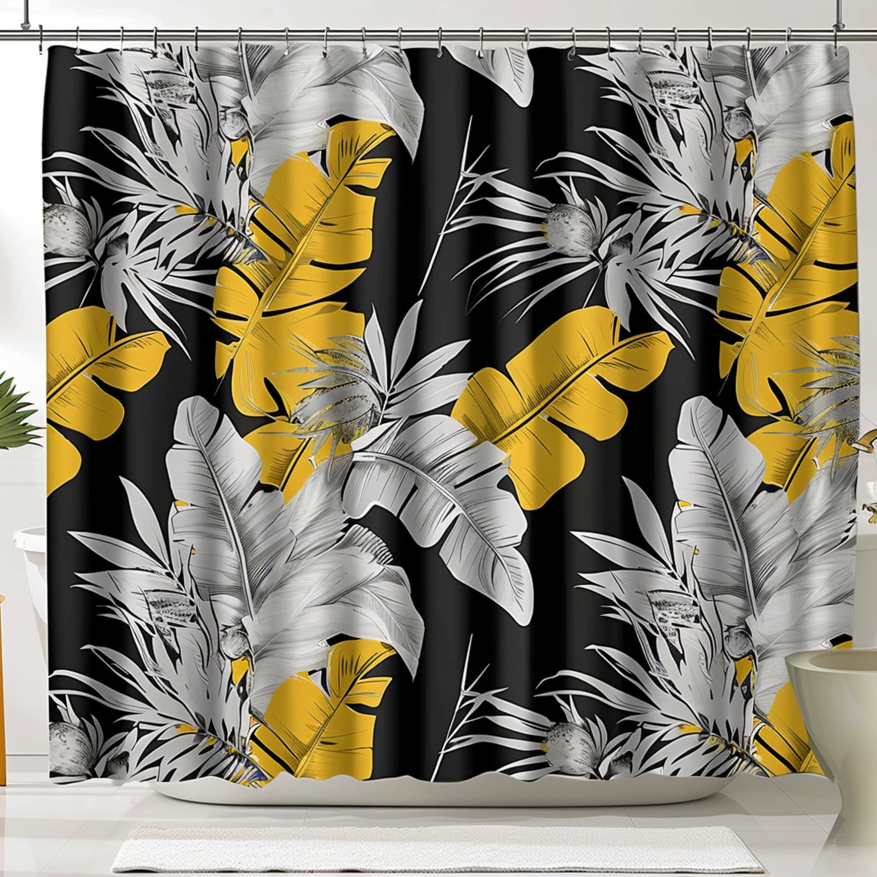 Exotic Tropical Print Shower Curtain with AsianInspired Design