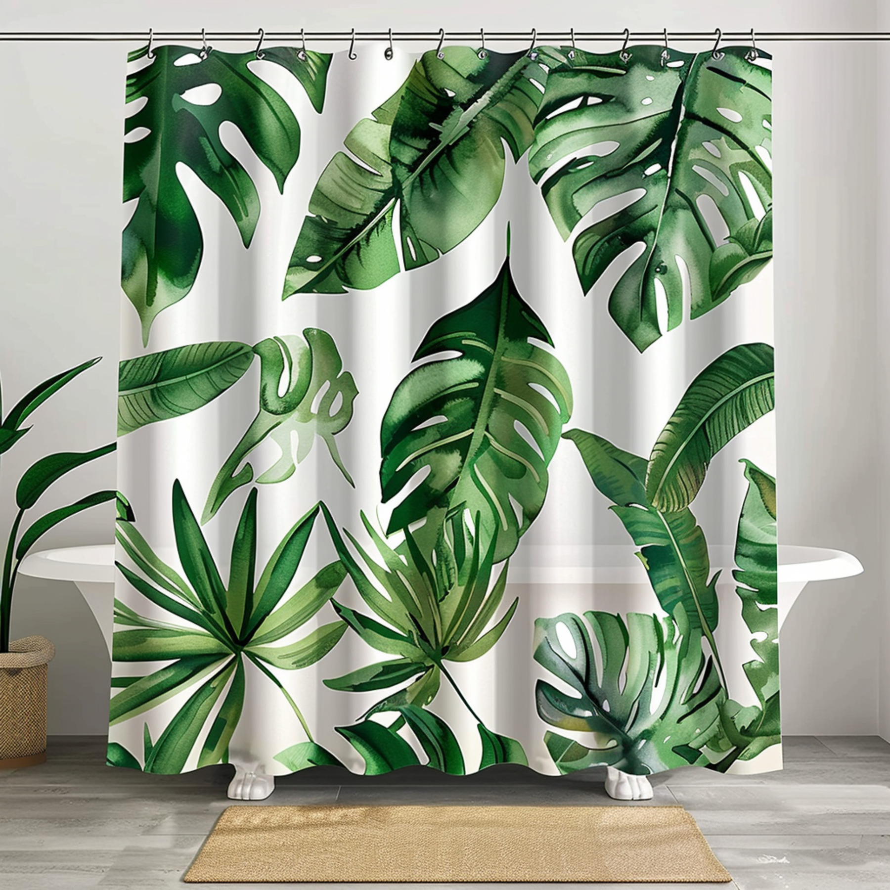 Exotic Tropical Rainforest Shower Curtain Vibrant Watercolor Design 