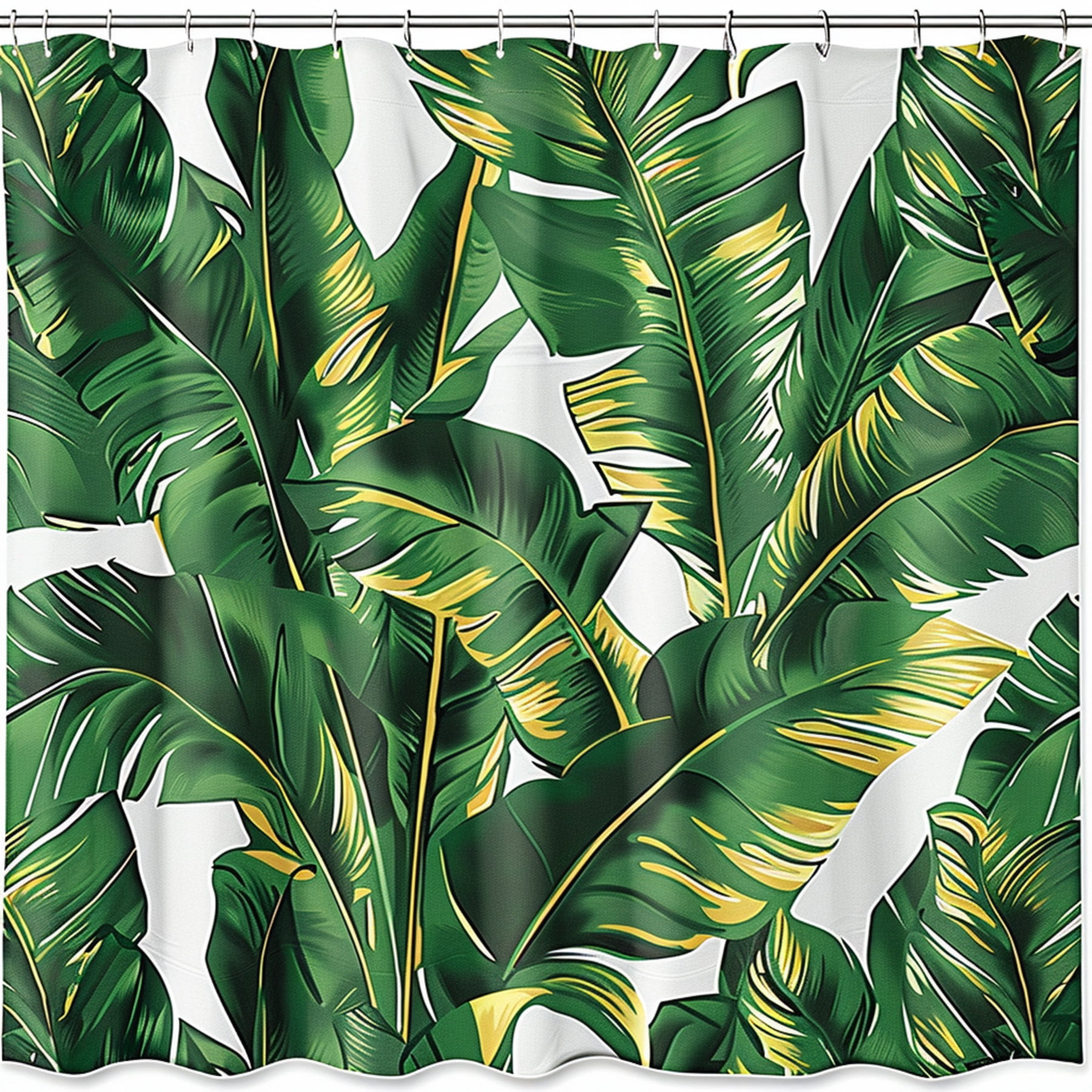 Exotic Tropical Rainforest Shower Curtain with Banana Leaf Design