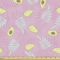 thumbnail image 1 of Ambesonne Exotic Fabric by the Yard Upholstery, Halved Avocado Tropical Leaf, 3 Yards, Pink Pale Yellow, 1 of 4