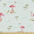 thumbnail image 1 of Ambesonne Exotic Fabric by the Yard Upholstery, Tropic Island Illustration, 1 Yard, Pale Mint Green Blush, 1 of 5