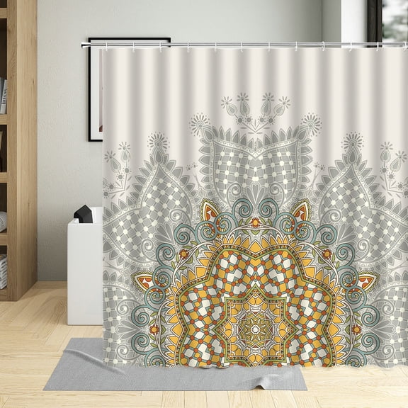 Exotic Waterproof Bathroom Decor Screen Abstract Africa Retro Pattern Shower Curtain Polyester Fabric Hanging Curtains With Hook