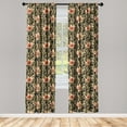 thumbnail image 1 of Exotic Window Curtains, Lilium Flowers in the Tropical Jungle Leaves Orderly Repeated Pattern, Lightweight Decor 2-Panel Set with Rod Pocket, Pair of - 28"x95", Pale Salmon Army Green, by Ambesonne, 1 of 3