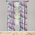 thumbnail image 1 of Exotic Window Curtains, Monstera Leaves and Geometric Design Ethnic Bird Pattern Jungle Boho, Lightweight Decor 2-Panel Set with Rod Pocket, Pair of - 28"x95", Magenta Cadet Blue Plum, by Ambesonne, 1 of 3