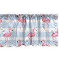 thumbnail image 1 of Exotic Window Valance, Continuous Style Flamingo Drawing on Bicolored Striped Background, Curtain Valance for Kitchen Bedroom with Rod Pocket, 54" X 18", Pale Pink Soft Blue and White, by Ambesonne, 1 of 2