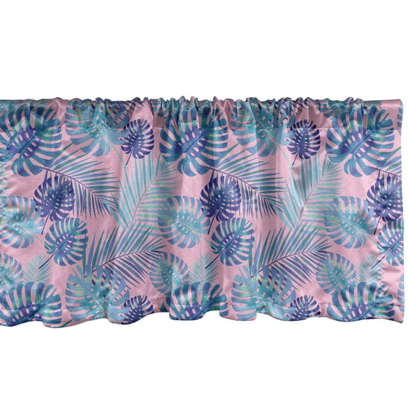 Ambesonne Exotic Valance Pack of 2, Hawaiian Party Botanical Art, 54"X18", Pale Pink Multicolor