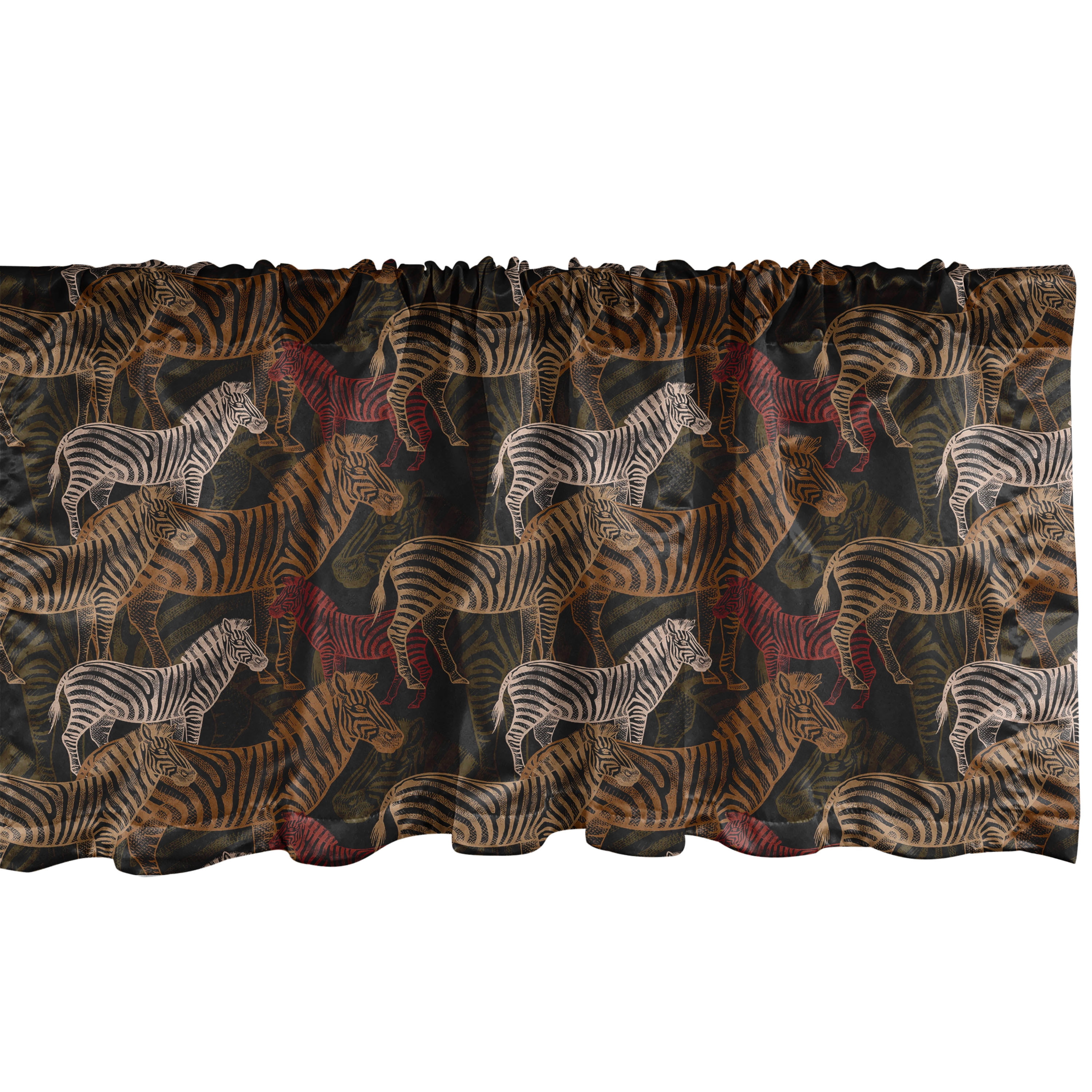 Exotic Window Valance, Repeating Overlapped Zebra Motives Modern Style