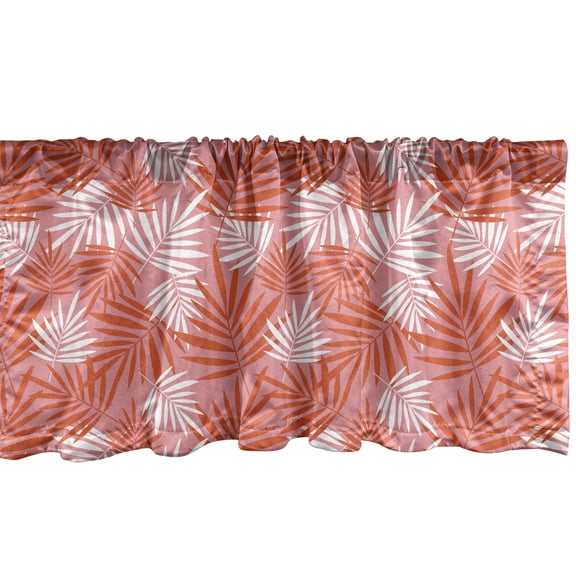 Ambesonne Exotic Window Valance, Vibrant Tropical Palm Leaves, 42" x 12", Pastel Pink Vermilion
