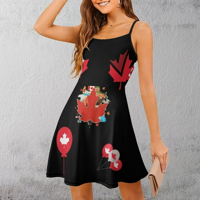 Exotic Woman's Gown Strappy Dress Canada Maple Leaf Flag Emblem Pack I 