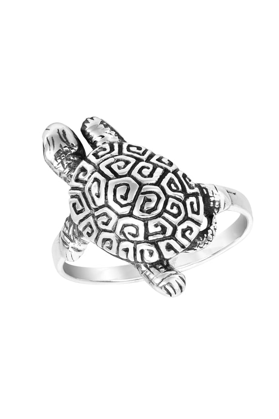 Exotic and Rare Greek Key Turtle Shell Sterling Silver Ring-6