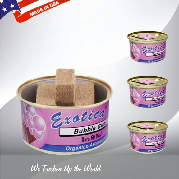 Exotica Car Air Freshener | Spill-proof Can | Organic | For Home & Auto | Long Lasting Freshness | (Pack of 12) (Bubble Gum)