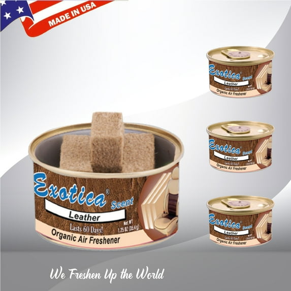 Exotica Car Air Freshener | Spill-proof Can | Organic | For Home & Auto | Long Lasting Freshness | (Pack of 12) (Leather)