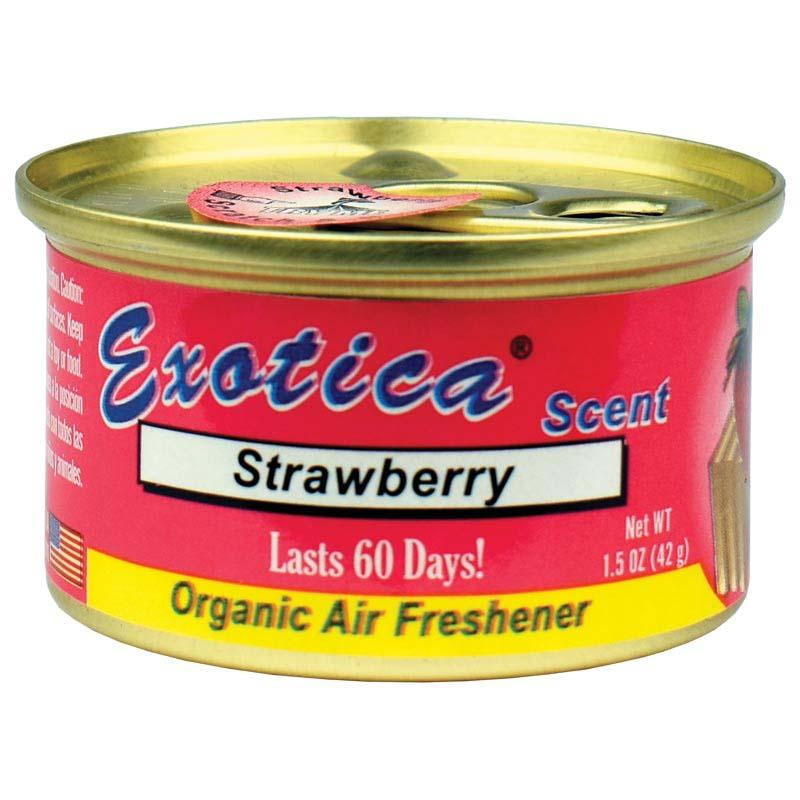 Exotica Car Air Freshener | Spill-proof Can | Organic | For Home & Auto | Long Lasting Freshness | (Pack of 12) (Strawberry)
