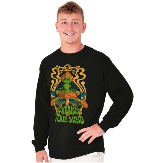 Expand Your Mind Zen Frog Mushroom Plus Size Long Sleeve Graphic Tee Shirt Brisco Brands 2X