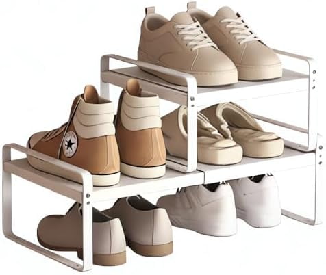 Expandable 1 Tier Metal Shoe Rack (H:7 quot ) Adjustable Width 14 9 quot 23 6