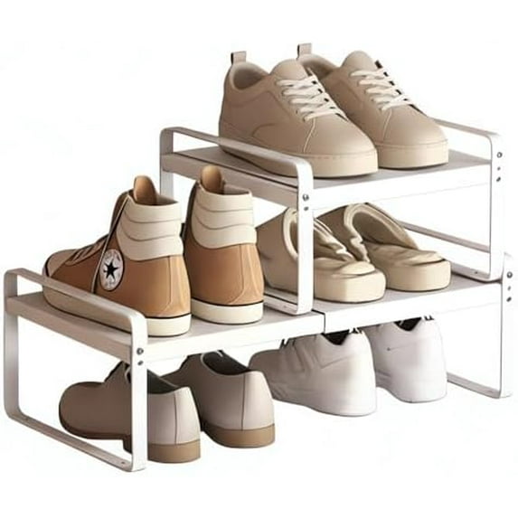 Expandable 1 Tier Metal Shoe Rack (H:7 quot ) Adjustable Width 14 9 quot 23 6