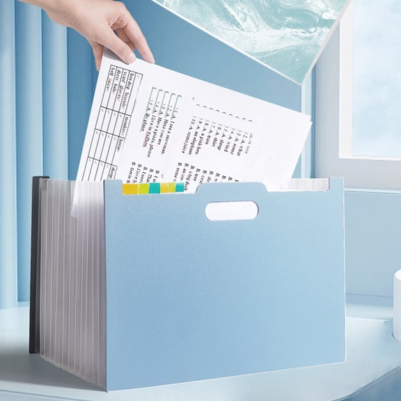 Expandable 13-Pocket File Organizer, Monthly Bill & Receipt Manager with Color Tags, Plastic Accordion Folder for Office Documents & A4 Paper Storage