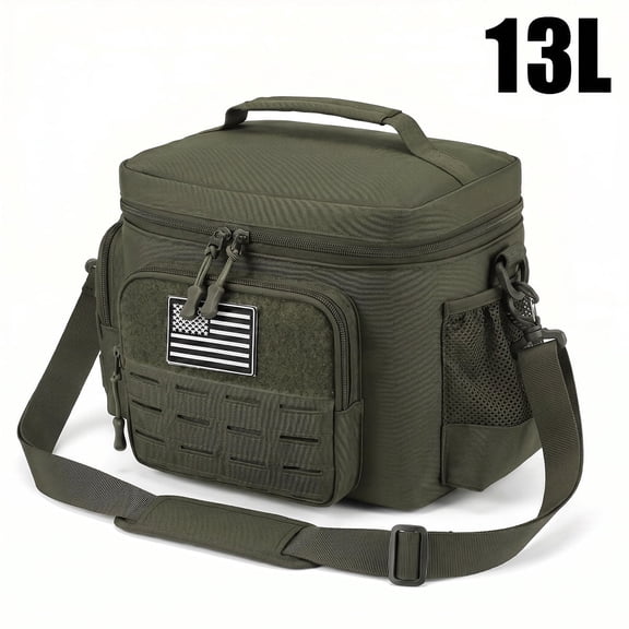 13L Lunch Box Leakproof Insulated Cooler Lunch Bag with MOLLE WebbingAdult Thermal Container for Camping Picnic Outdoor Use