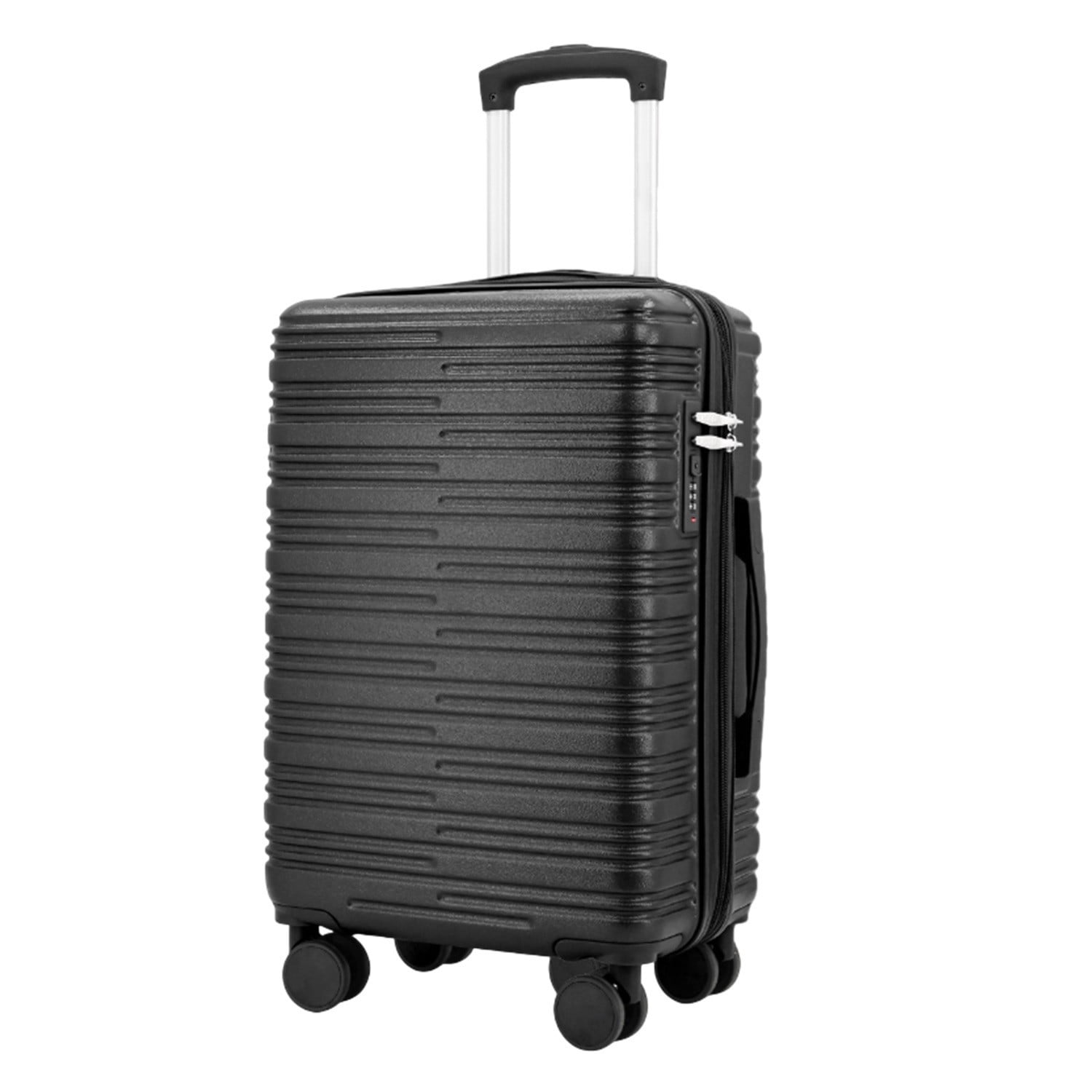 Expandable 20-inch Carry-On Hardside Luggage with 360° Spinner Wheels and Combination Lock, Black