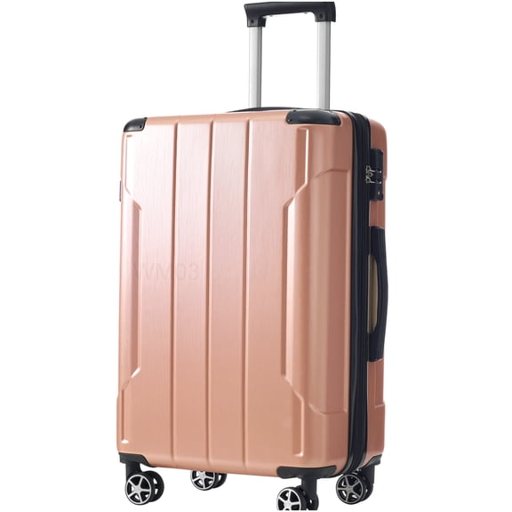 Expandable 24 Inch Hardshell Suitcase in Rose Pink, Lightweight ABS Check-In Luggage with Double Wheels