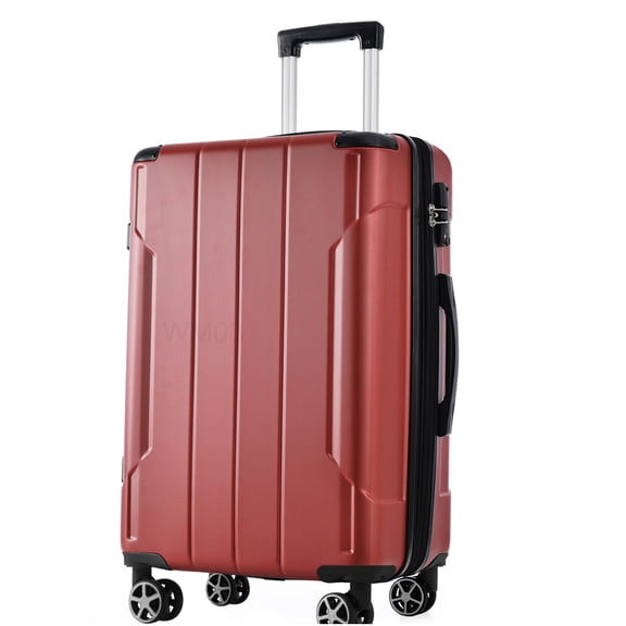 Expandable 24-inch Red Hardshell Luggage with TSA Lock, Lightweight ABS Suitcase