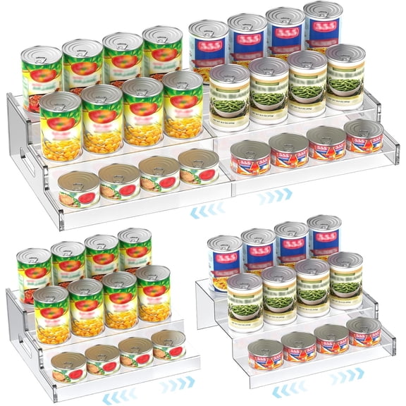 Expandable 3-Tier Acrylic Can Rack Organizer, Clear, Detachable and Scratch Resistant, Holds Up to 24 Cans