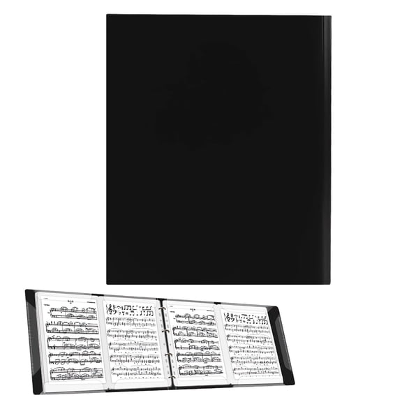 Sheet Music Binder, 4-Page Expandable Choir Folder, 52-Page Capacity, Waterproof Black PP Shell, A4 Size, Writable Music Holder for Performances