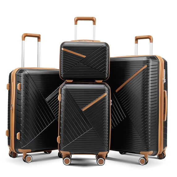 Expandable 4-Piece Spinner Luggage Set, Lightweight Polypropylene Hard Shell with TSA Lock and 360° Wheels