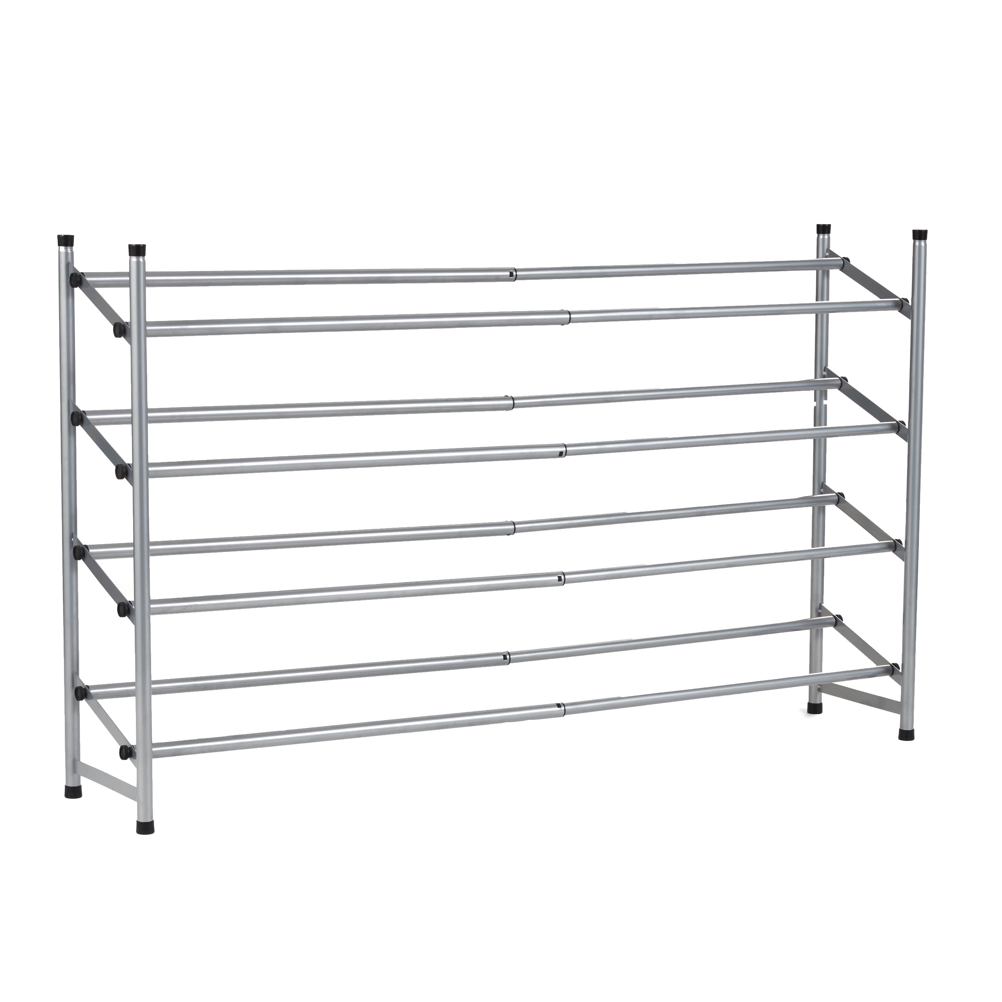 Expandable 4 Tier Shoe Rack with Rubber Feet for Indoors Black