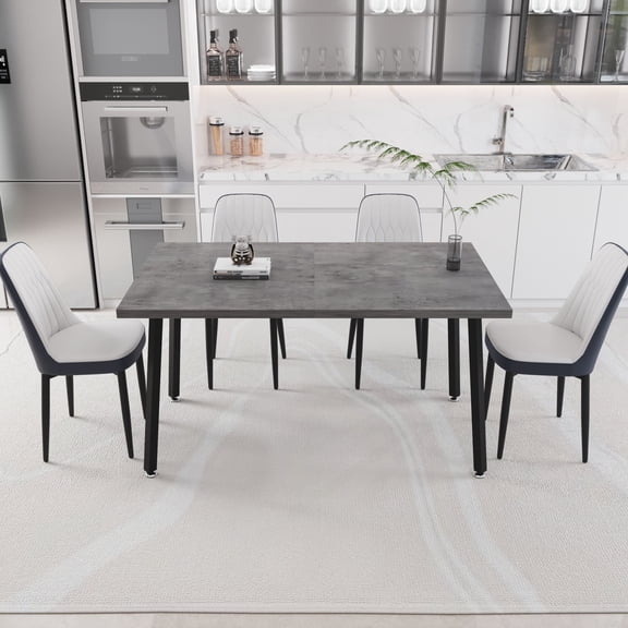 Expandable 5 - Piece Dining Set | Applicable to Kitchens, Offices etc. | MDF Table and Ergonomic PU Chairs | Overcomes Comfort and Decoration Coordination