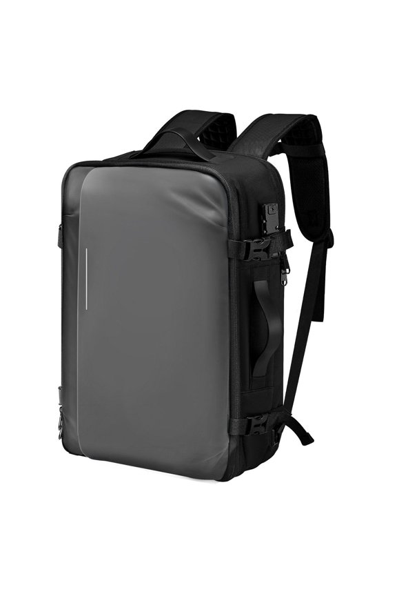 Expandable 65L Vacuum Seal Compression Travel Backpack with Pump TSA Lock Water Resistant Carry On Luggage Airback Vacpack Business Gray