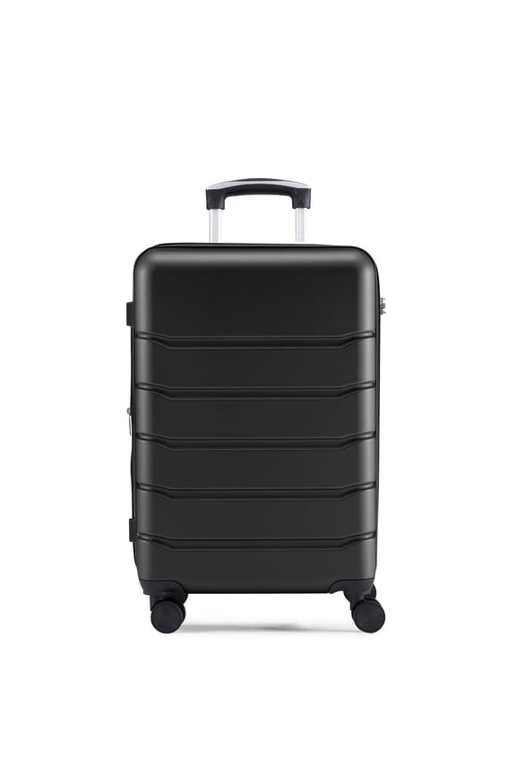 24-Inch Expandable Blue Hard Shell Luggage, ABS Suitcase with Dual Spinner Wheels, TSA Accepted Lock, Wet/Dry Compartments, Lightweight & Durable for Travel, Black