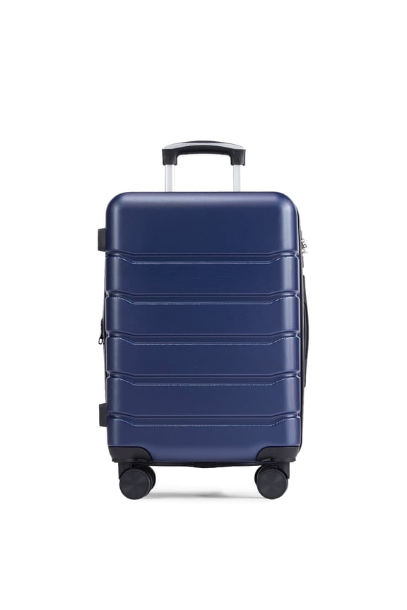 24-Inch Expandable Hard Shell Luggage, ABS Suitcase with Dual Spinner Wheels, TSA Accepted Lock, Wet/Dry Compartments, Lightweight & Durable for Travel, Blue