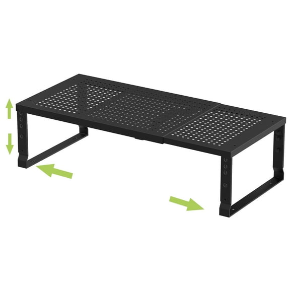 Expandable Adjustable Stackable Kitchen Organizer, Spice Rack,Metal Pantry Storage Shelves Racks,Counter Shelf for Cabinets, Countertop, Cupboard(1 Pack/Medium/Black)