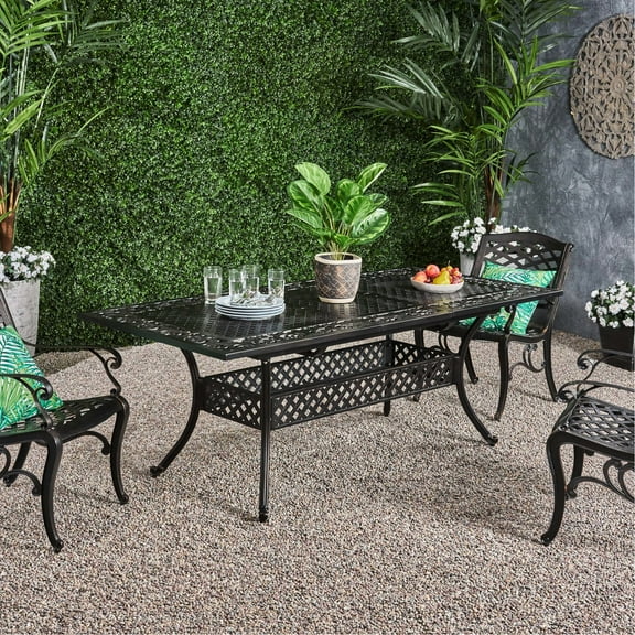 Expandable Aluminium Table For Outdoors - Grace Your Deck Backyard, Porch, Deck, Patio Copper Finish, Natural Color Look Dining Outdoor Aluminum With Finish Color, Elegant Style